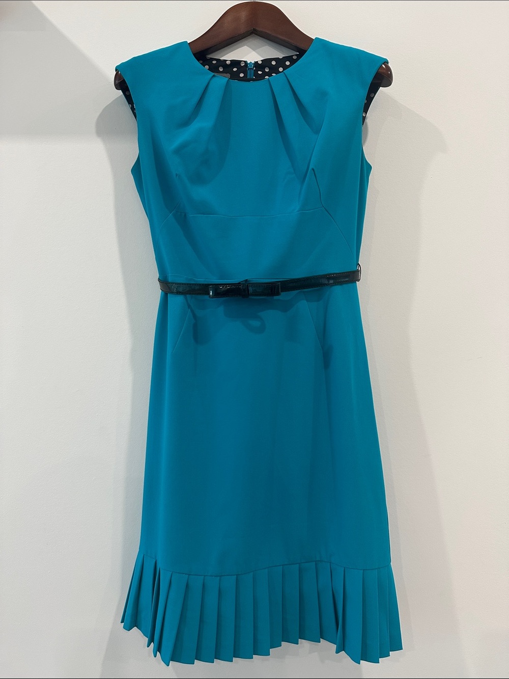 Donna Ricco Teal Sleeveless Pleated-Hem Midi Dress